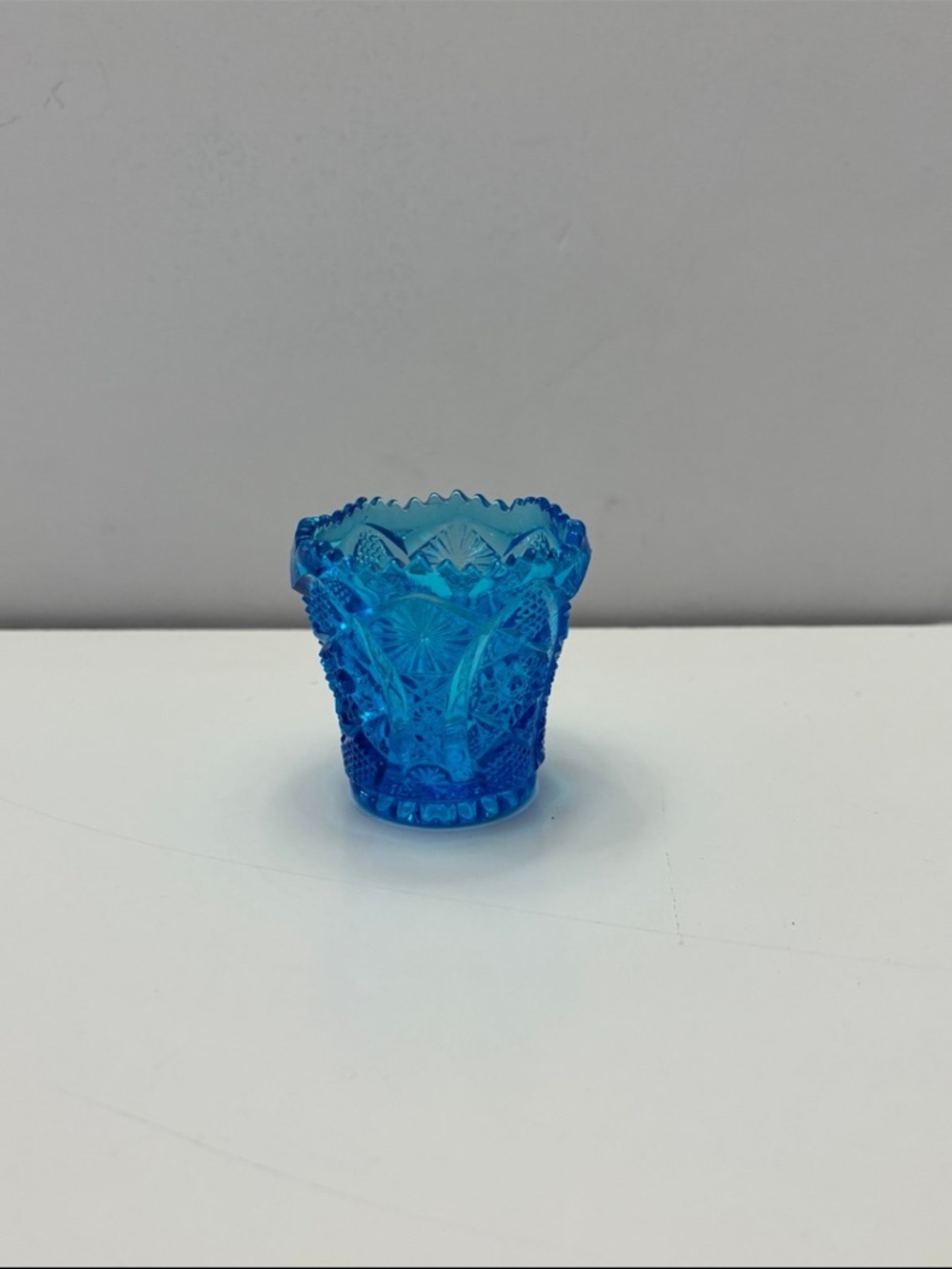 Vintage Imperial Glass Hobstar Arches Toothpick Holder Persian Blue